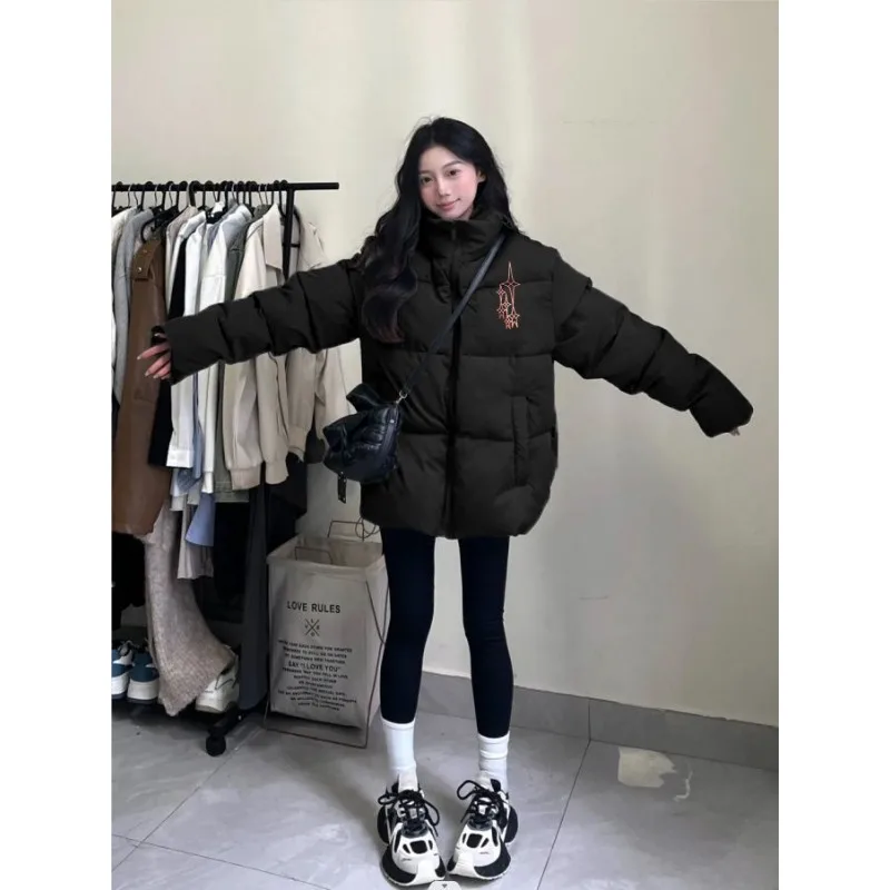 Vintage Streetwear Autumn Winter Cotton Coat Parka Women Large Size Bread Coat Warm Long Sleeve Zipper Thick Outerwear Korean