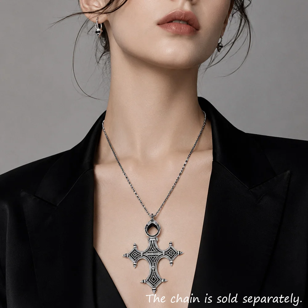 Traditionelles Symbol, Kreuzanhänger, brandneuer, hochwertiger Schmuck, europäisches Accessoire, 925er Sterlingsilber, Vintage-Geschenk für Damen und Herren. – Detail 2