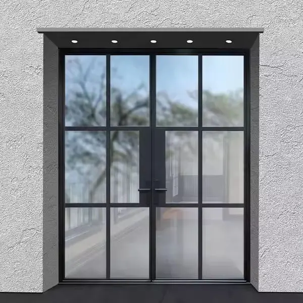 Factory Custom Made Fashionable French Door Aluminum Frame Arched Glass French Double Door High End Finished French Hinged Door