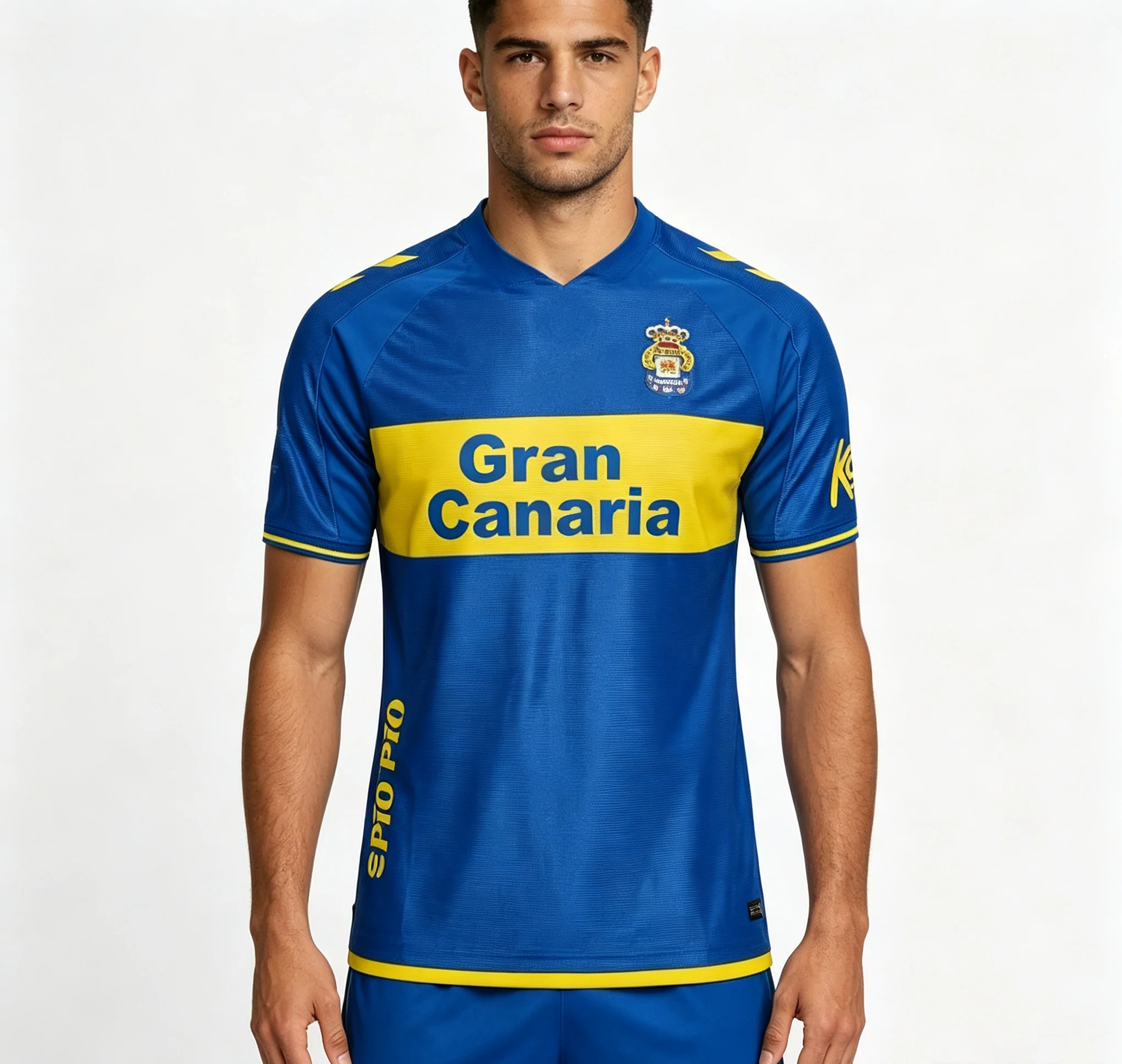 Neu eingetroffen: 26-27 Spanien Las Palmas-Stil Mehrfarbiges Fußballtrikot mit Gran Canaria-Aufdruck für Erwachsene und Jungen, Fußball-Trainings- und Spieluniform – Detail 2