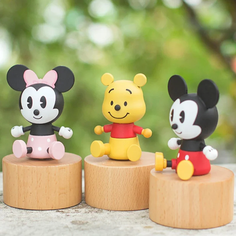 Disney Mickey Minnie Mouse Wooden Cartoon Rotating Wood Music Box Ornament Decoration Kids Brithday Christmas Gifts