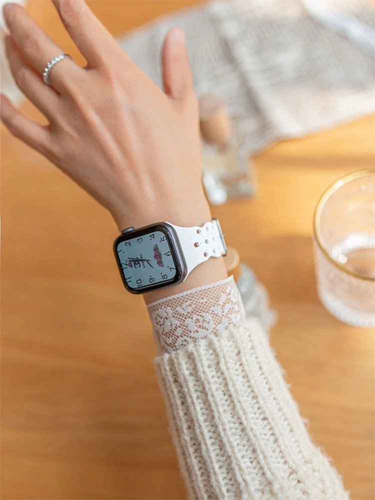 สายรัดข้อมือซิลิโคนสำหรับ Apple สายนาฬิกาข้อมือ38/40/41MM42/44/45/46/49mmsports IwatchS10Ultra อุปกรณ์เสริมสมาร์ทวอท์ช