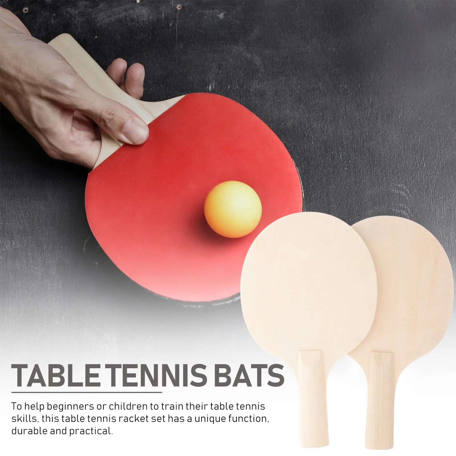 

2pcs Wooden Table Tennis Racket Unfinished Kids Diy Paddle Outdoor Sports Prop Beginner Training Device Smooth Edge