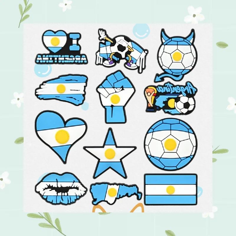 

Argentina Blue Star Football Flag PVC Shoes Ornaments DIY Clogs Sandal Buckles - I Love Argentina Shoes Decoration Accessories