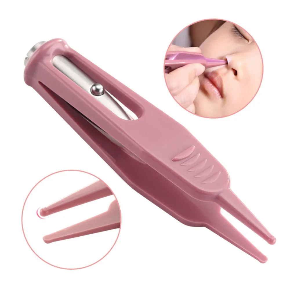 Baby Nose Tweezer LED Light Visible Ear Cleaner Infant Navel Remover Plastic Newborn Forcep Clip Body Health Care Cleaning