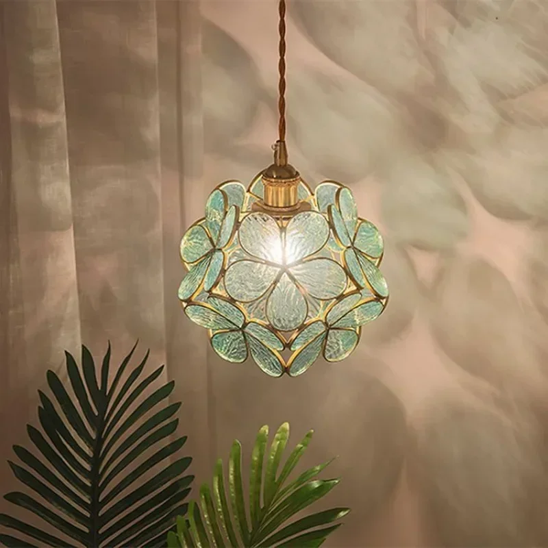 Nordic Bedroom Japanese Bedside Lamp All Copper Light Astringent Petal Chandelier Postmodern Bar Porch Simple Chandelier