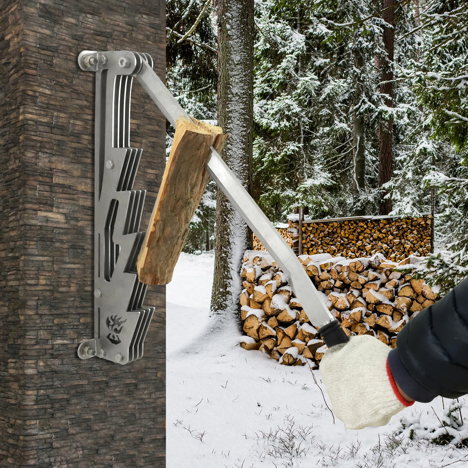 Wall Mounted Firewood Splitter, Manual Kindling Splitter Portable Log Splitter, Suitable for Indoor and Outdor Use
