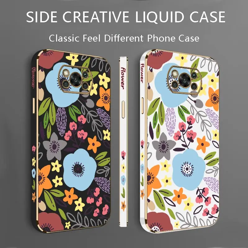 Gorgeous Flower Luxury Plating Phone Case For Xiaomi POCO X3 X5 M4 M5 M3 X4GT X3GT X3NFC X4NFC X5Pro X4Pro X3Pro F4GT F5 Cover