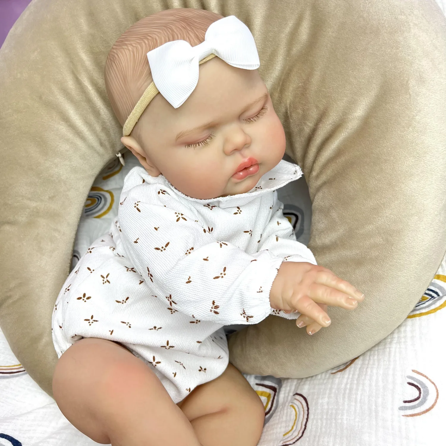 BZDOLL 20Inch 3D Skin With Visible Veins 50CM Fat Reborn Asleep Baby Doll For Kids Vinyl Limbs Cloth Body Lifelike Birthday Gift