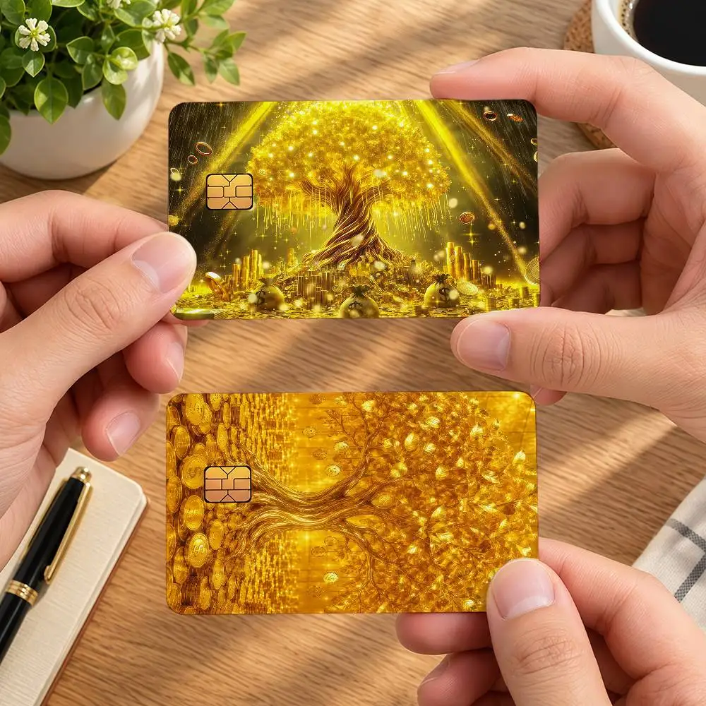 Golden Tree Ideal Gift Wrapping Option Credit Card Cover Stickers Original Design Card Stickers