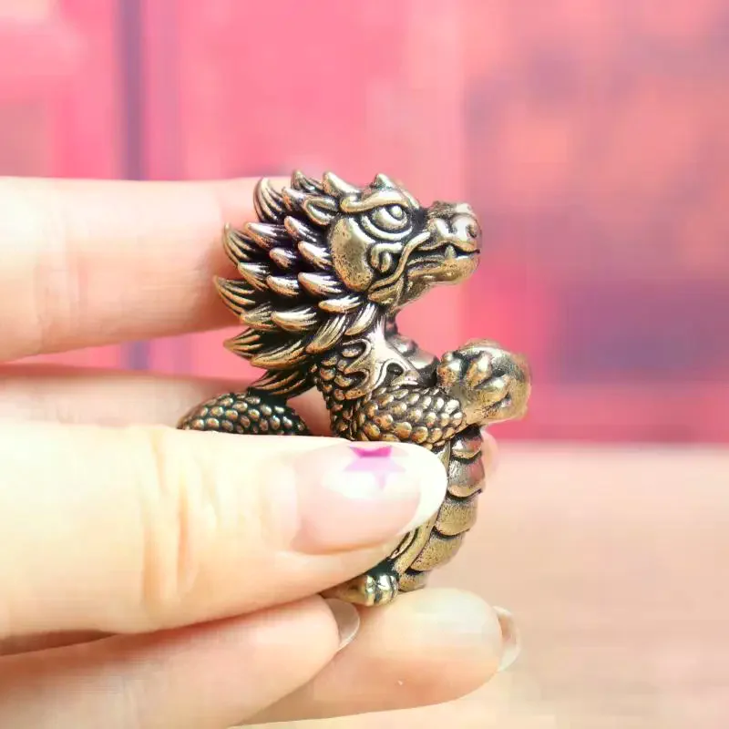 1PC Antique Dragon Statue Handmade Moveable Body Joints Desktop Sculpture Classic Art Piece for Exhibition Hall Decor