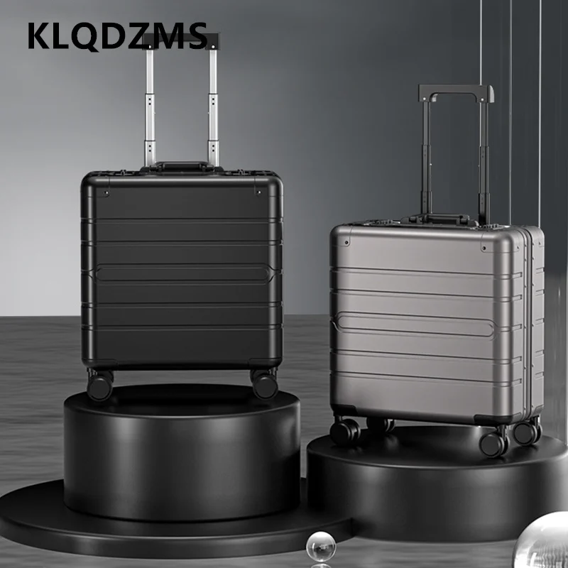 KLQDZMS New Luggage Small All Aluminum Magnesium Alloy Boarding Box 18 Inches Men's Business Trolley Case Rolling Suitcase