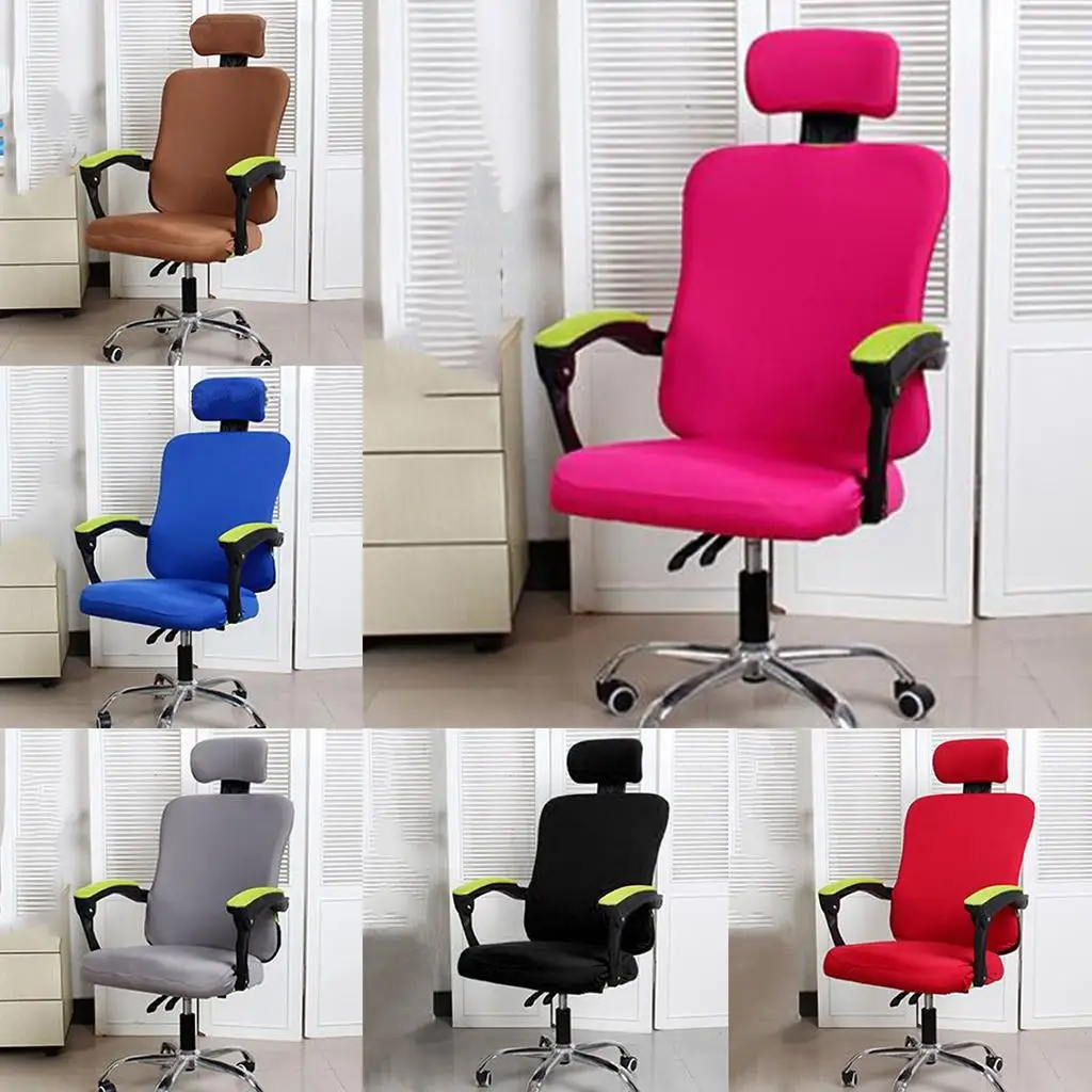 Polyester Spandex Split Style Computer Chair Slipcover - Red, as described