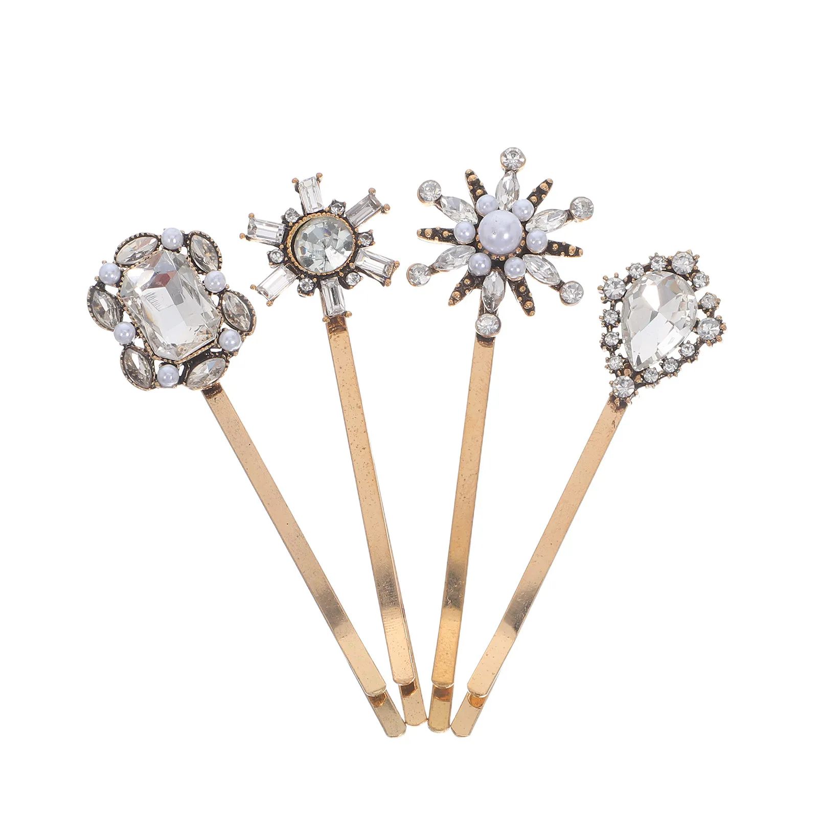 

4Pcs Vintage Pearl Rhinestone Hair Barrettes for Women Decorative Bobby Pins Side Hair Clips for Bangs Retro Elegant Styling