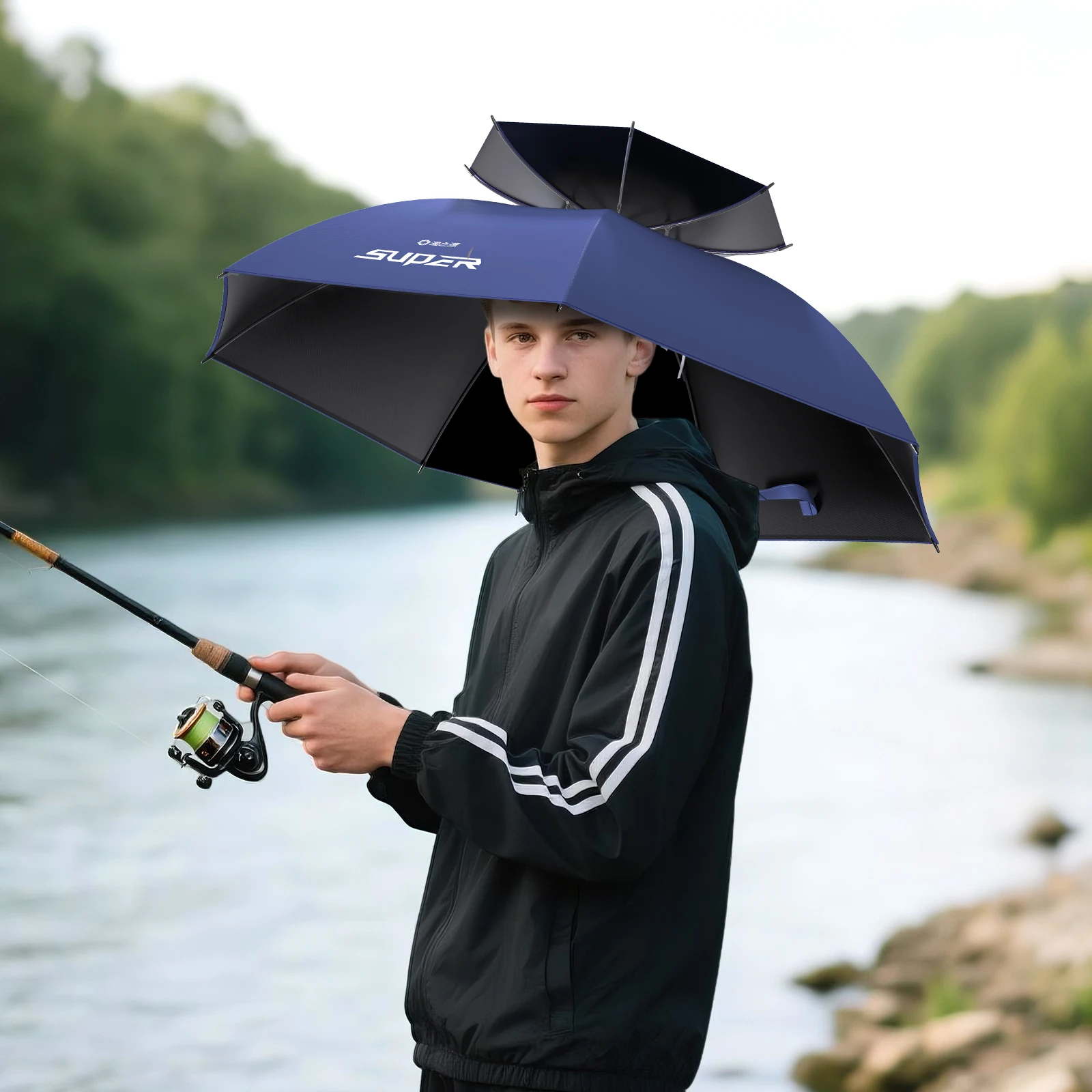 

Складная шляпа-зонтик для рыбалки, шляпа-зонтик от солнца с широкими полями на открытом воздухе, шляпа-зонтик от солнца, двухслойная шляпа-зонтик с износом на голову