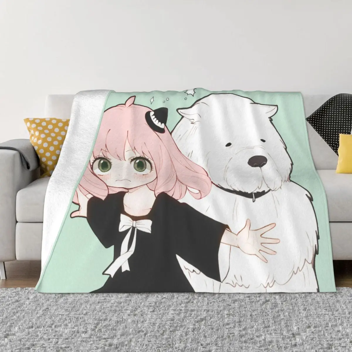 Cute Spy X Family Blankets Anime Anya Forger Bond Flannel Throw Blanket Airplane Travel Decoration Lightweight Bedspread