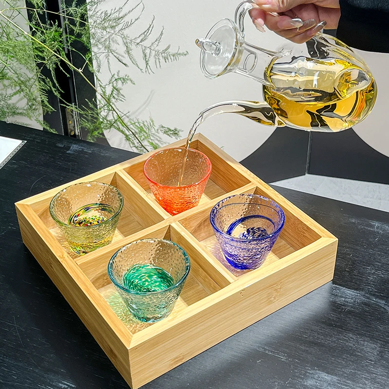 Japanese Handmade Sake Cup And Tea Cup Home Use Colored Glass Small Sake Cup White Liquor And Shochu Cup One-bite Cup