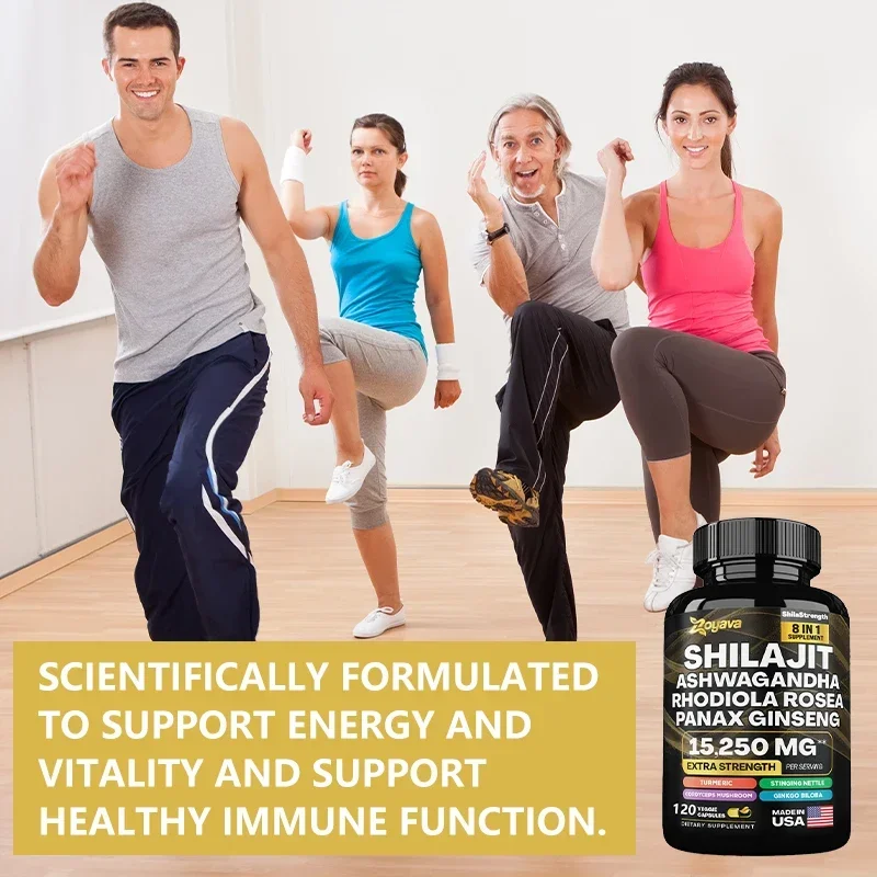 Himalaya Shilajit Ginseng Rhodiola Rosea and Ashwagandha Extract 15250mg High Strength Capsules Non-GMO Energy, Immunity, Joints