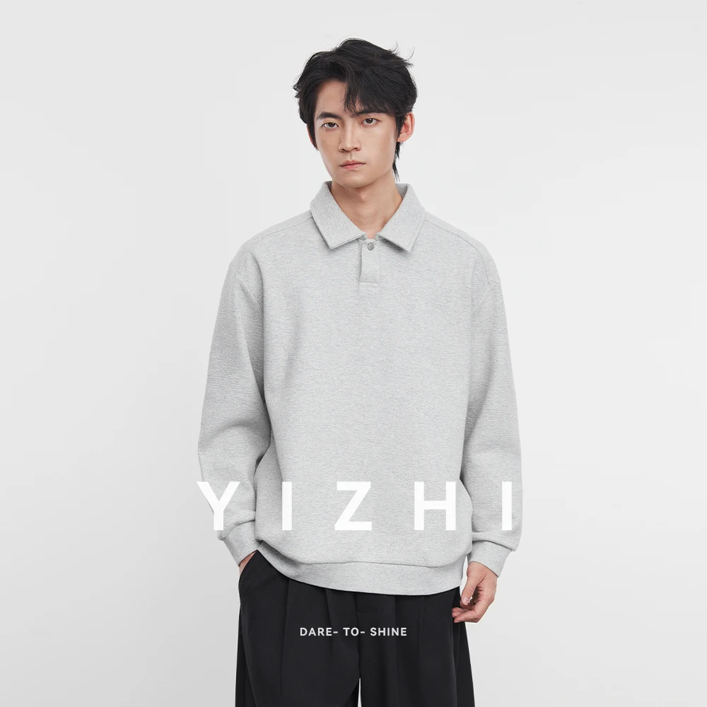 2025 Autumn New Men's Fashion Polo Shirt Lapel Sweatshirt Loose Solid Color Long Sleeve T-shirt Top Men Business Casual Pullover