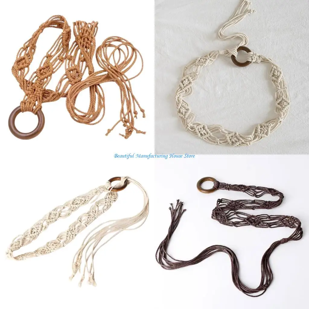 

E56A Завязанный пояс в богемном стиле, одежда из разноцветной тканой поясной цепи