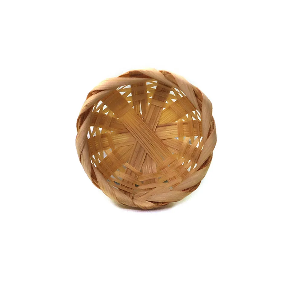 

Exquisite Mini Round Bamboo Basket Handcrafted Eco Friendly Ornament for Dollhouse Miniature Scene Decoration Life Atmosphere