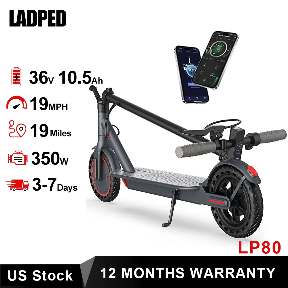 

LADPED LP80 Electric Scooter 19mph Speed Shock-Absorbing Anti-Skid 8.5-Inch Folding Waterproof Scooter for Urban Commuting