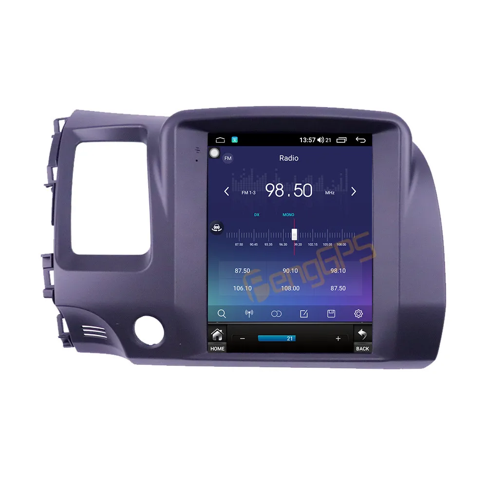 Автомобильное радио Android 13 для Honda Civic 2006-2012 Tesla с вертикальным экраном DSP аудио мультимедийный плеер беспроводной Carplay GPS-навигация
