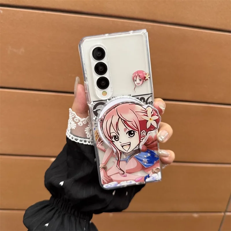 

3D Anime O-One P-Piece Beauty Nami Folding flip Magsafe Wireless Charge Case For Samsung ZFold 3 4 5 6 7 ZFold7 Magnetic Holder