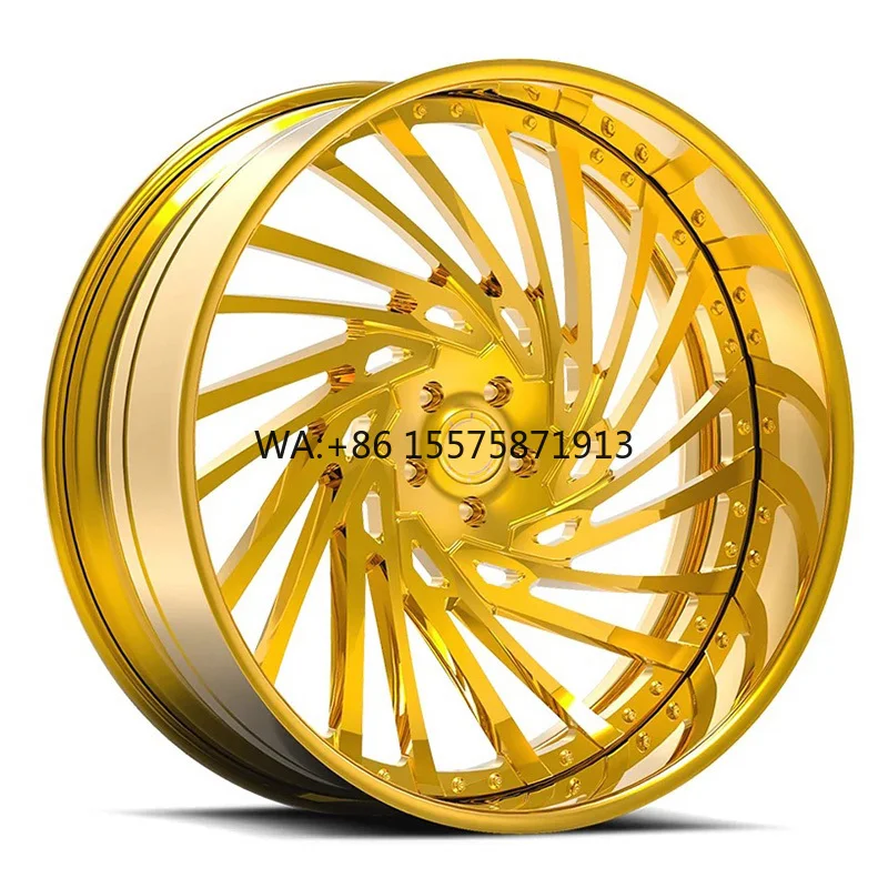 

Passenger Car Wheels 19 20 21 22 24 26 Inch 2 Piece Gold Plated Deep Dish Spoke Forged Wheels for Chevy Silverado Chrysler 300C