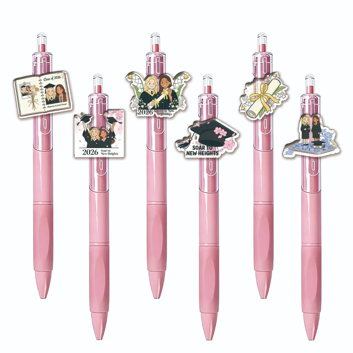 

6/12PCS Graduation Season Girls School Supply Set Ballpoint Pens Student Writing Pens Markers Portable Office Supplies