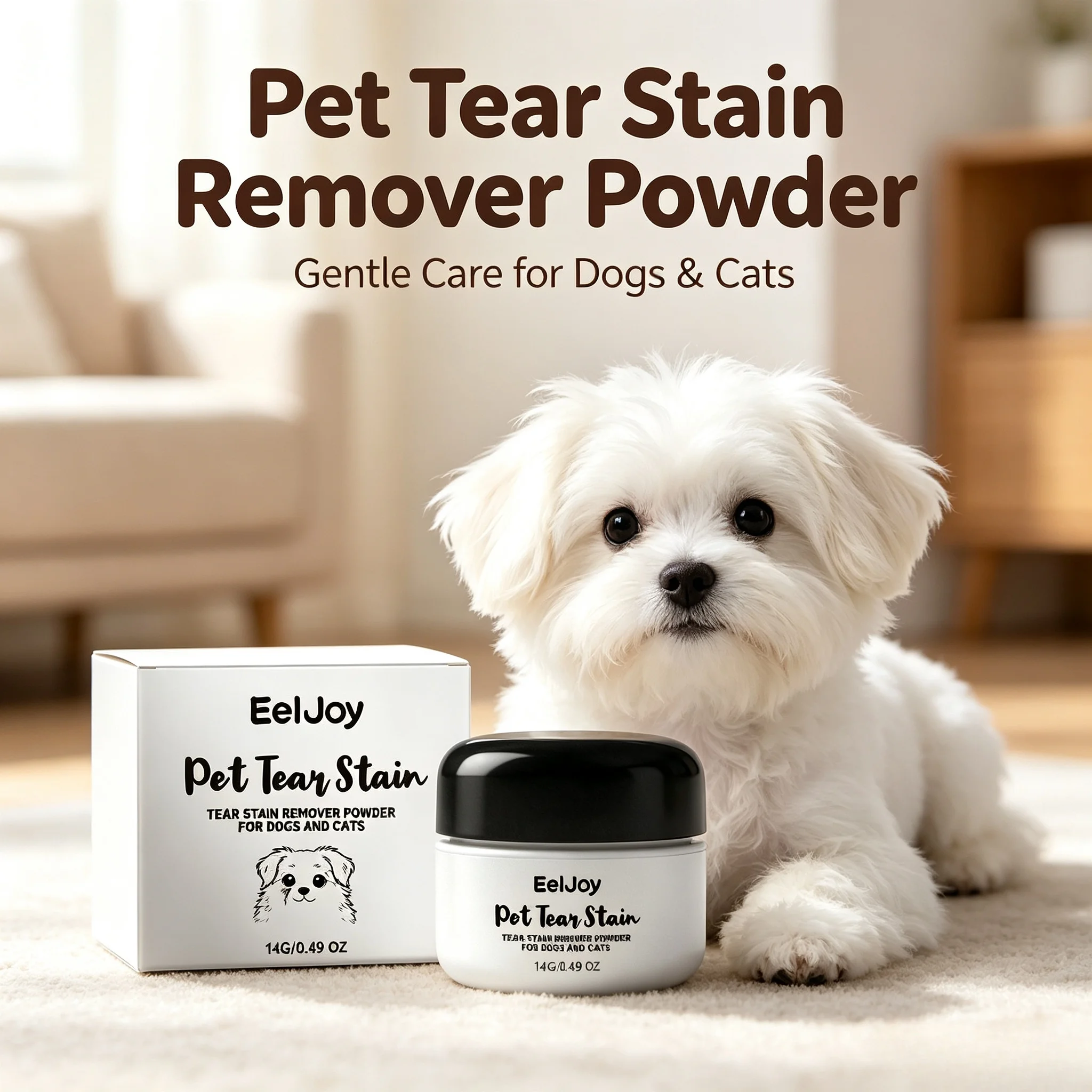 Pet Tear Stain Remover Powder Travel Size Gentle Drying Reduce Tear Low Odor Daily For Light Fur Dog Cat Marks Eye Clean Powder
