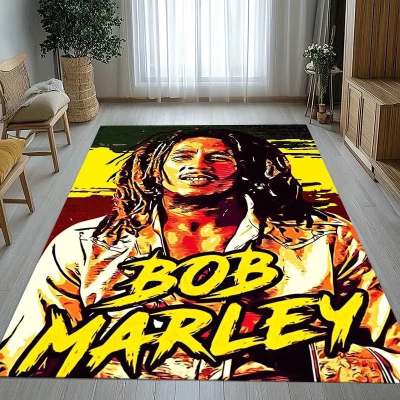Reggae Music Bob Marley Rasta Color Area Rug,Soft Non-Slip Carpet Mat for Living Room Bedroom,Sofa Floor Rug,Home Decor Gift
