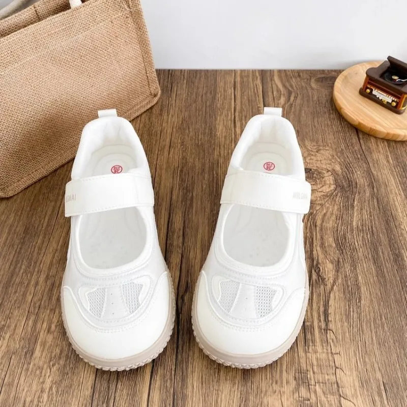 Ladies Mesh Mary Jane Casual Shoes Hook‑Loop Strap Flat Sneakers Women Lightweight Non‑Slip Daily Walking Sports Shoes