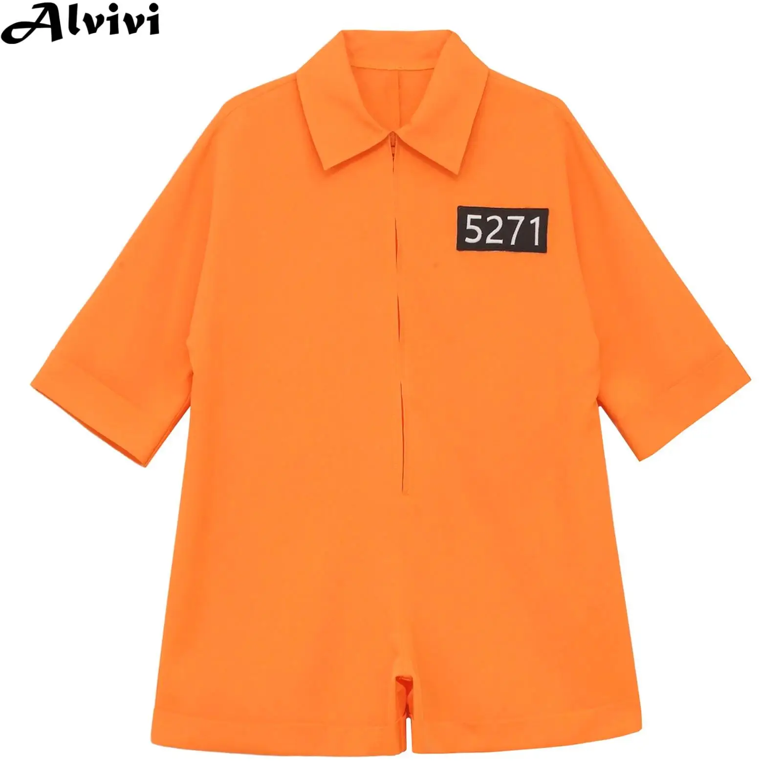 

Детское боди с короткими рукавами и застежкой-молнией, униформа заключенного, заключенного в преступник, униформа для Хэллоуина, тематическая вечеринка, карнавал, косплей