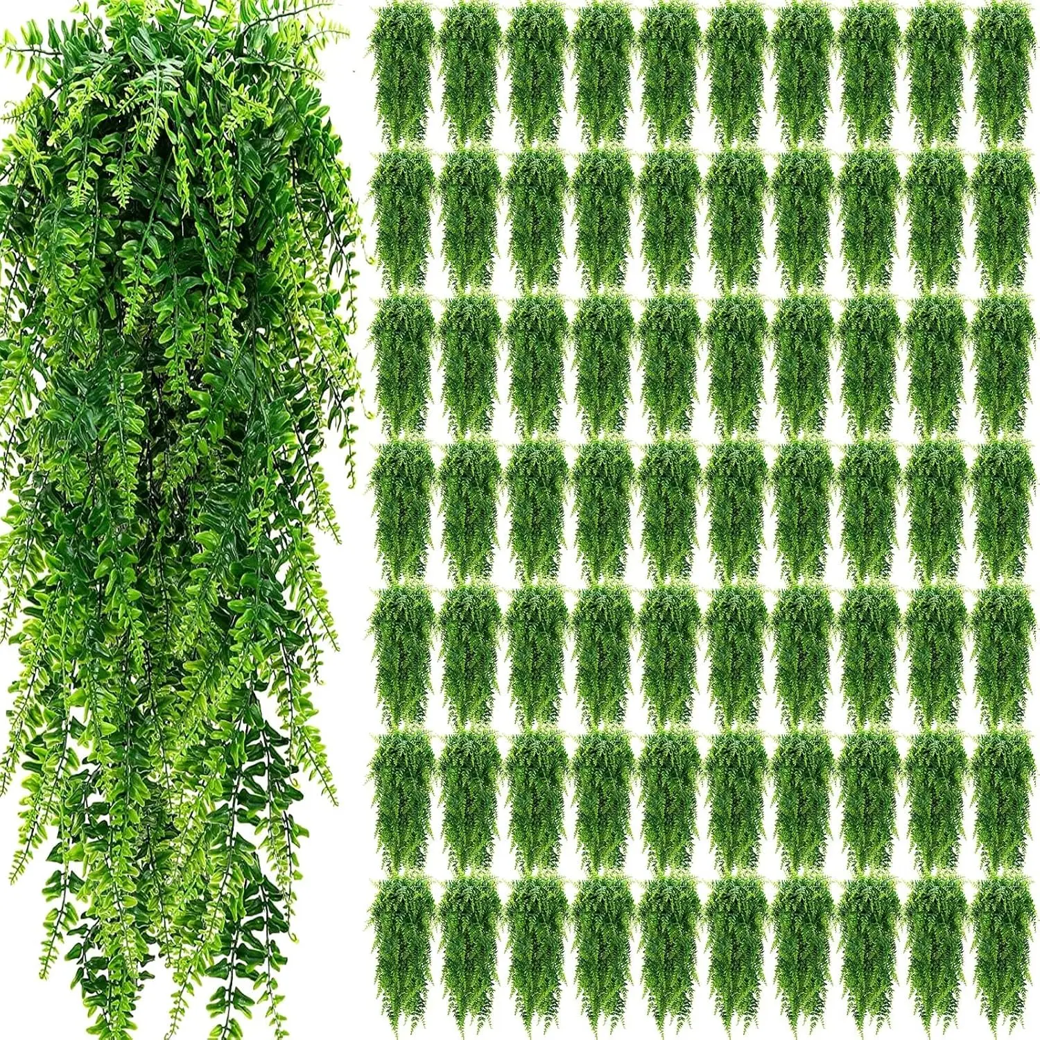 

72 Pcs Artificial Hanging Plants 32 Inch Hanging Boston Ferns Plastic Fake Plants for Wall Room Garden Wedding Garland Indoor