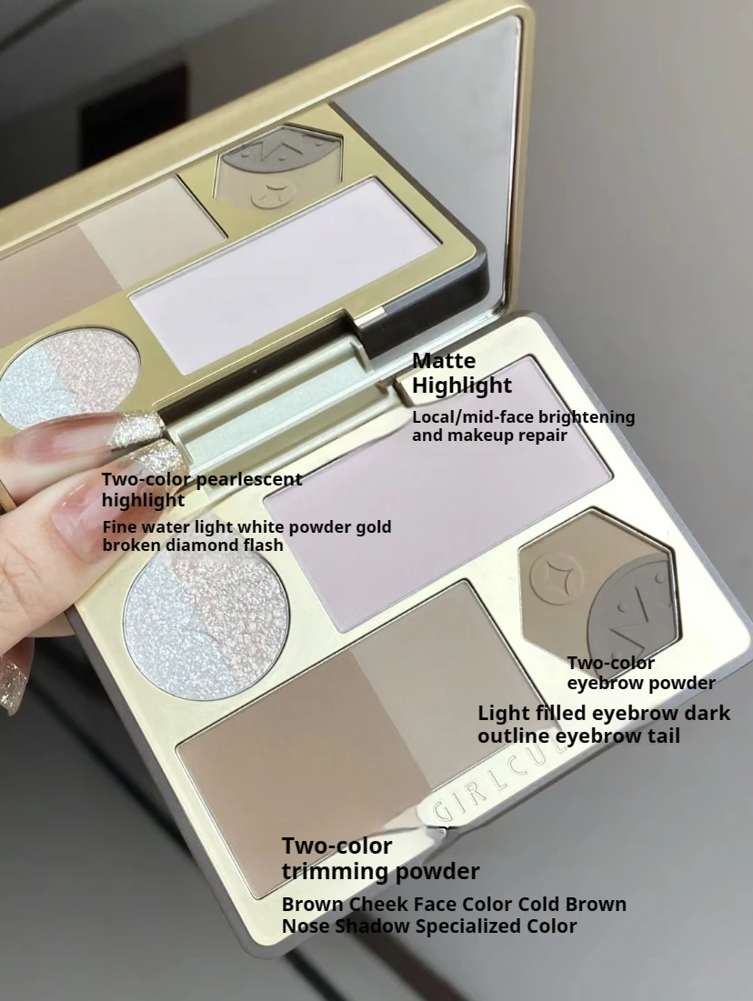 Girlcult Facial Comprehensive Highlight Plate Pearlescent Matte High Gloss Sculpture Deepening Contour Two tone Eyebrow Powder