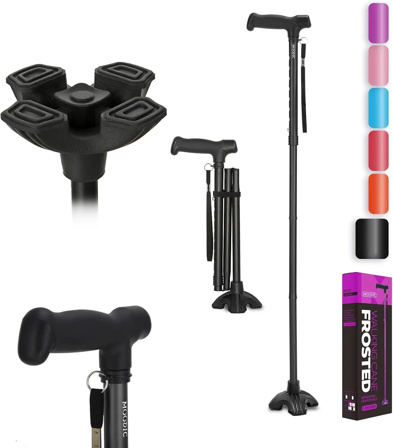 

Очень длинная трость для высоких мужчин (выше 175 см), удобная для путешествий, черная, 42,52 дюйма