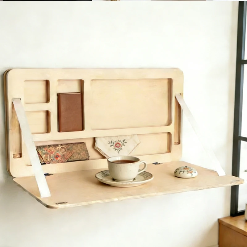 Modern Solid Wood Wall Mounted Desk Multi Functional Foldable Floating Computer Working Table Home Furniture