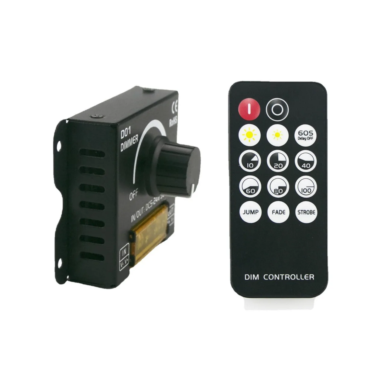 Regulador de intensidad de interruptor de perilla de luz de tira LED DC5-24V 30A con controlador RF inalámbrico para luces de cinta de un solo