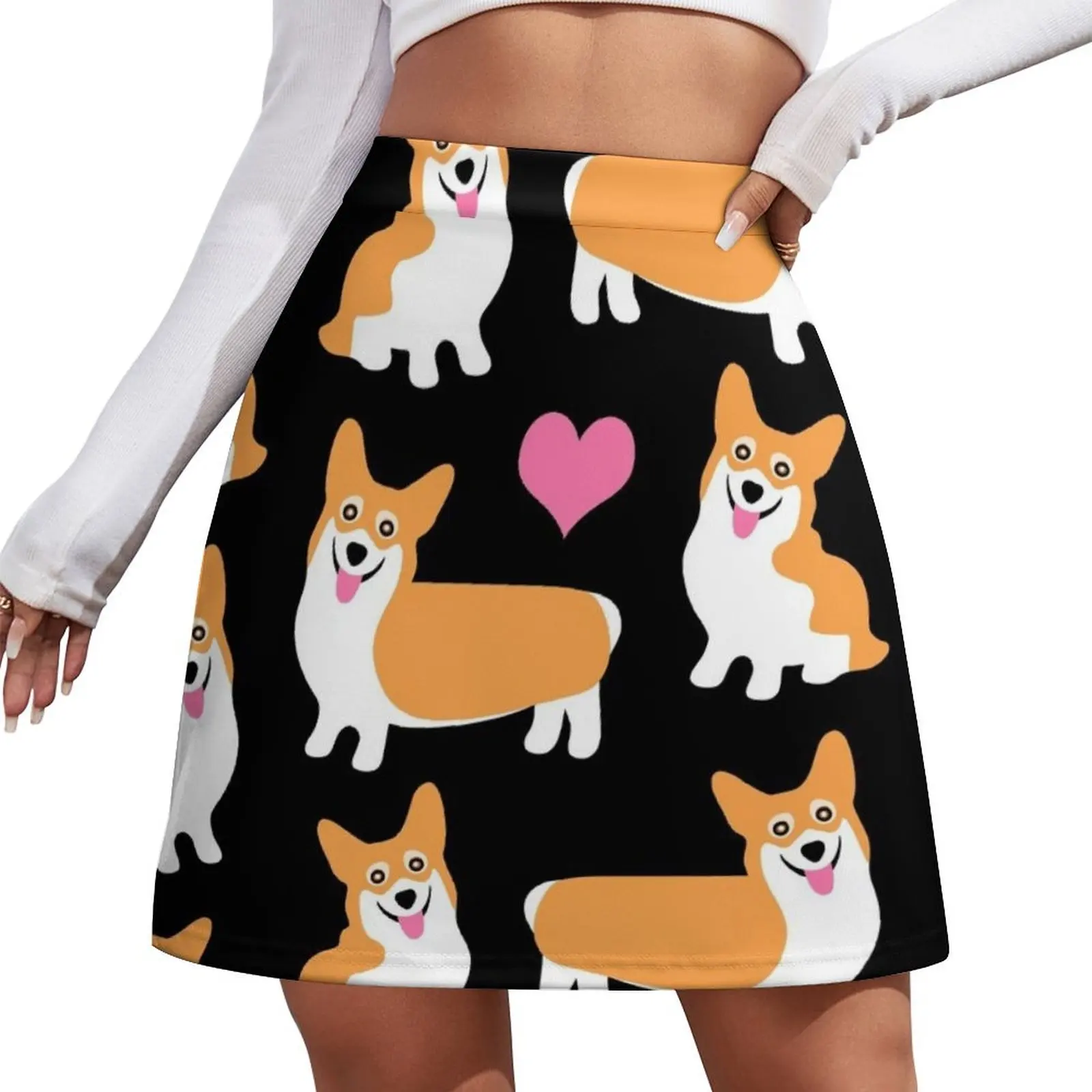 

I Love Corgis Cute Puppy Dog Pattern Mini Skirt School uniform Women's clothing Skort for women Miniskirt woman Mini Skirt