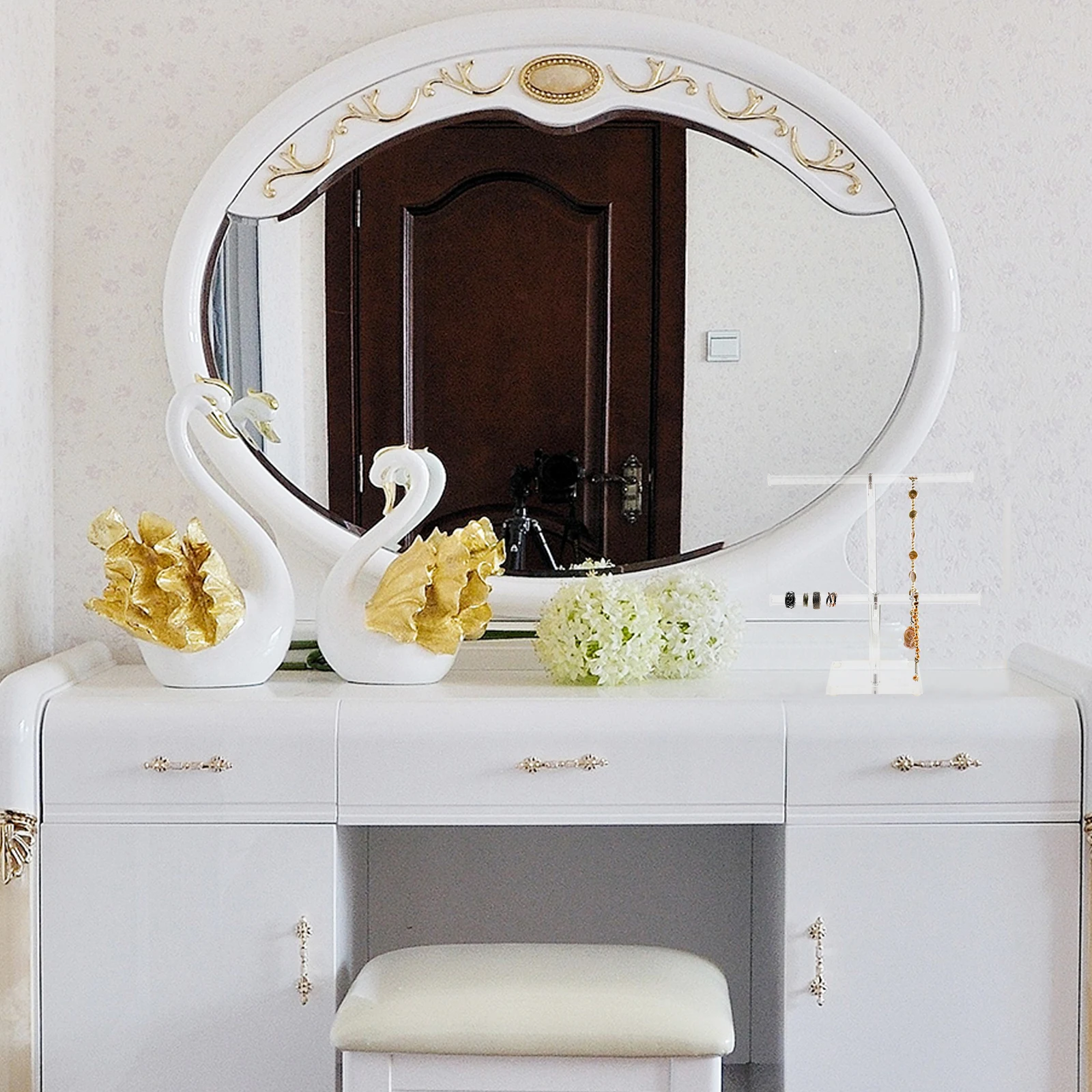 

Clear Acrylic Jewelry Stand Organizer Holder For Rings Earrings Necklace Bracelet Watch Display Storage Rack T Shape Earring