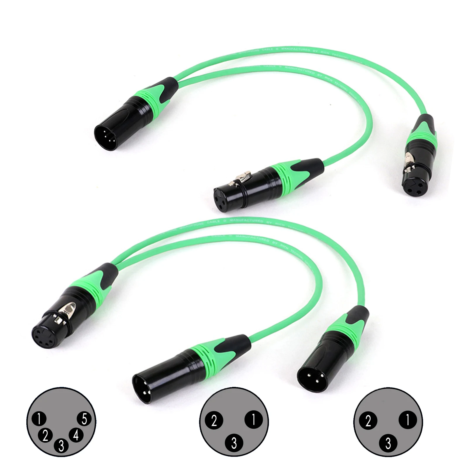 Kabel audio typu Y, 5-pinowy XLR żeński do podwójnego 3-pinowego XLR męskiego, 5-pinowy XLR męski do podwójnego 3-pinowego XLR żeńskiego, kolorowy adapter XLR. — zdjęcie produktu 7