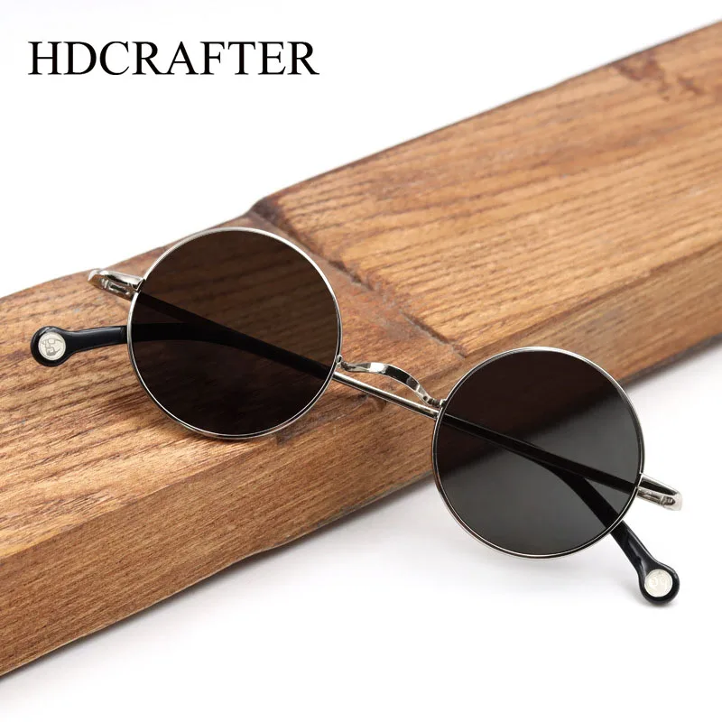 HDCRAFTER Brand Designer Round Sunglasses Men Women Retro Sun Glasses Metal Frame Eyewear Driving UV400 Steampunk Oculos de sol