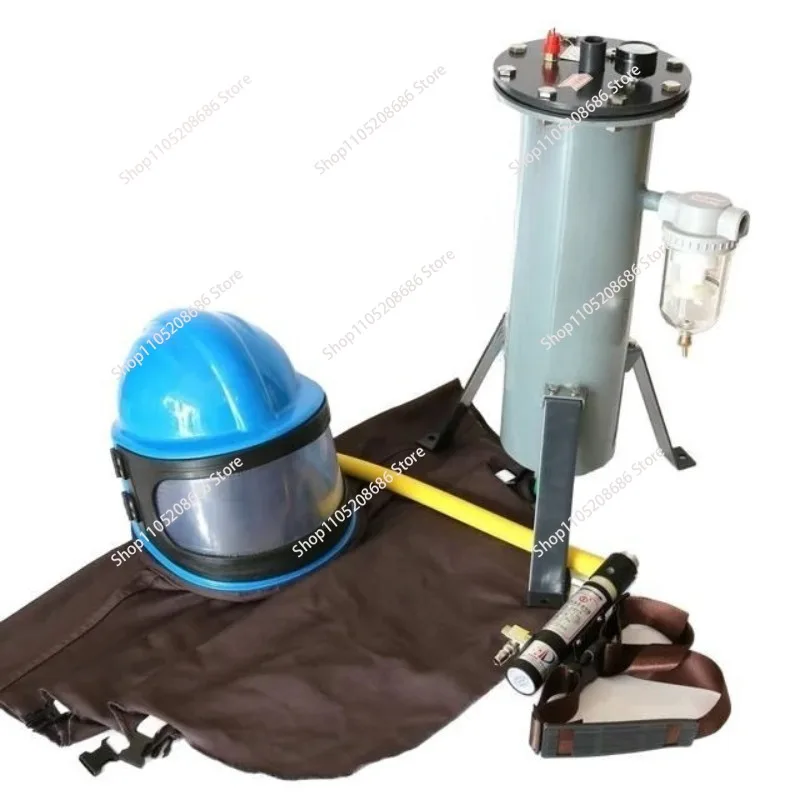 Sandblasting cape helmet with Respiratory control and filtration system