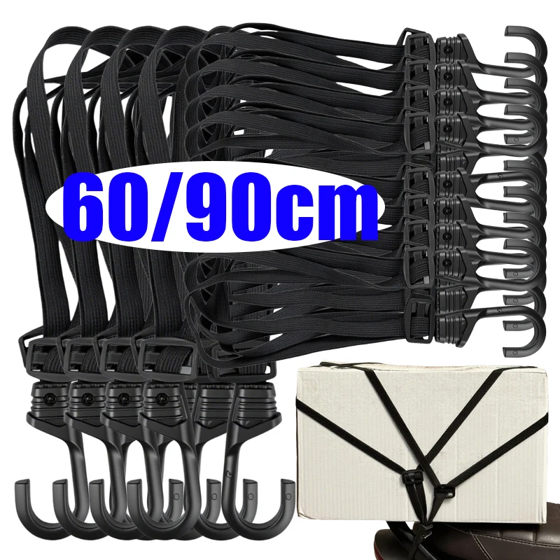 Correa para equipaje de casco de motocicleta de 60/90cm, correa de goma elástica para equipaje multifuncional con banda elástica ajustable y gancho