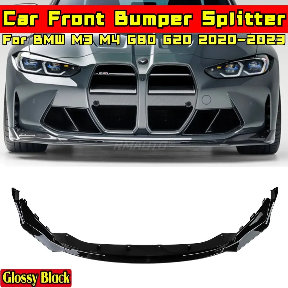 

M3 M4 G80 G82 Bumper Spoiler Glossy Black Sport Style Front Bumper Lip Body Kit For BMW M3 M4 G80 G82 2020-2023 Car Accessories