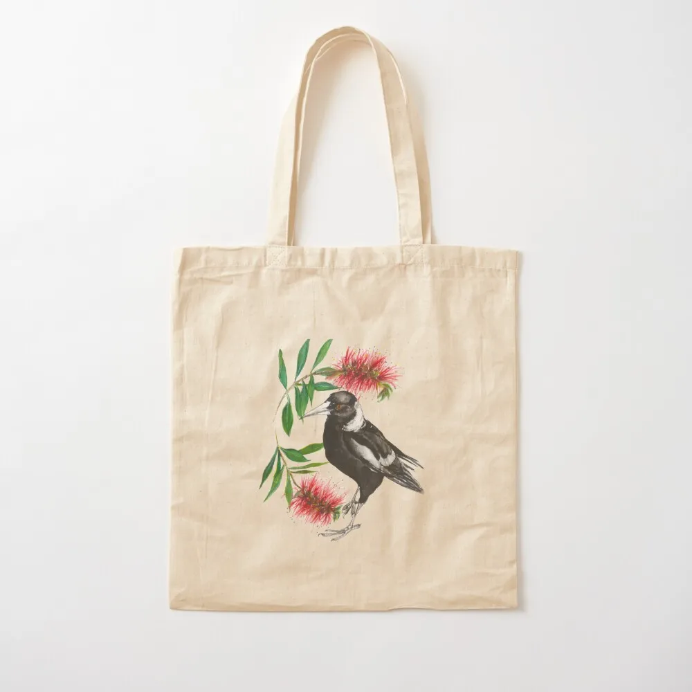 Australian Magpie and Callistemon Tote Bag Big bag bags for women Canvas Tote Bag