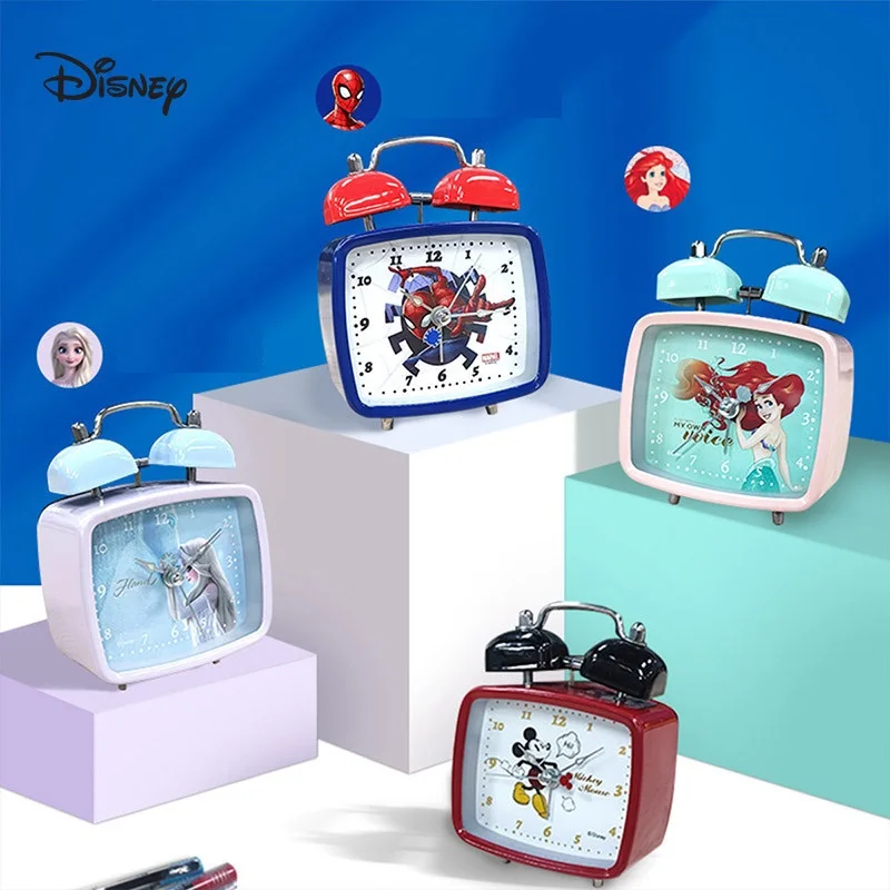 Réveil Marvel pour enfants, Spider Man, Mickey Mouse, Sirène, Frozen Cartoon, Garçon, Fille, Enfants, Double Cloche, Quartz