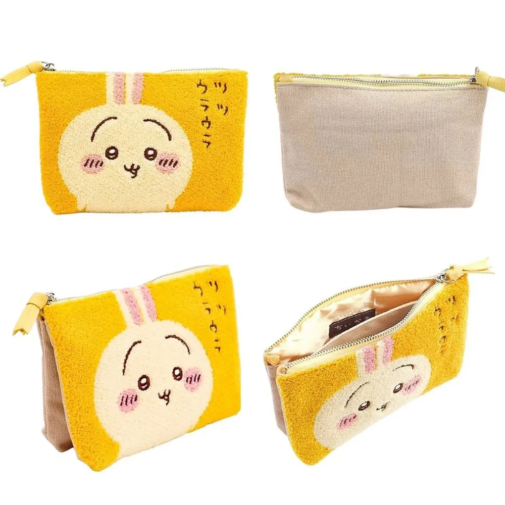 Japanese chiikawa Jiyi Kawa makeup storage bag cartoon cute plush embroidered stationery pen bag double pocket