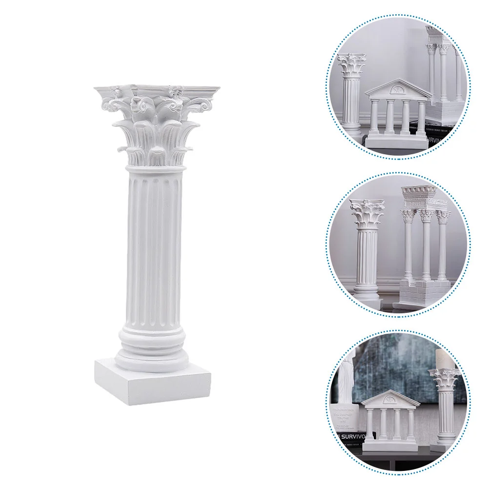 

Decorations Roman Column Sculpture Retro Candlestick Decors Resin Micro-landscape White Office